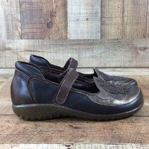 Naot Motu Mary Janes Shoes Brown Leather Womens 36/5 Comfort Flats‎